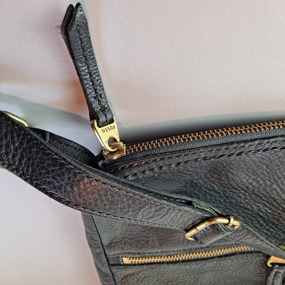 Fossil Black Pebbled Leather Crossbody Bag - Picture 7 of 11